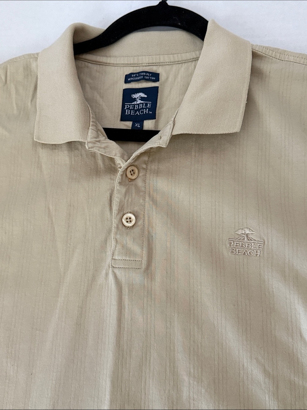 Pebble Beach short sleeve golf polo shirt, vertical jacquard texture, size CL